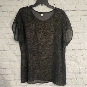 Black & Gold Animal Striped Blouse Large